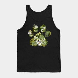 Cute Dog Paw Print Floral Print Tank Top